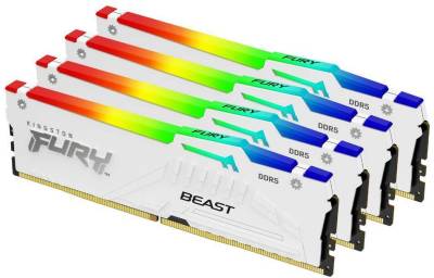 Оперативная память Kingston FURY Beast White RGB XMP DDR5 128GB (4x32GB) 5600MHz CL40 Kit KF556C40BWAK4-128