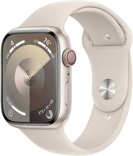 Apple Watch Series 9 GPS + Cellular 45mm Starlight Aluminum Case with Starlight Sport Band - S/M MRM83