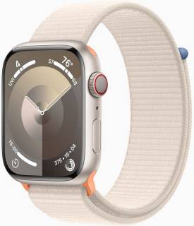 Apple Watch Series 9 GPS + Cellular 45mm Starlight Alu. Case w. Starlight Sport Loop MRMA3