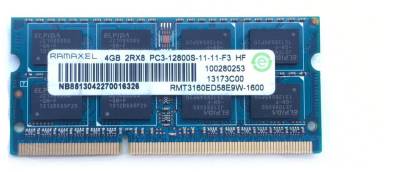 Оперативная память Ramaxel So-Dimm DDR3 4GB 1600MHz CL11 RMT3160ED58E9W-1600
