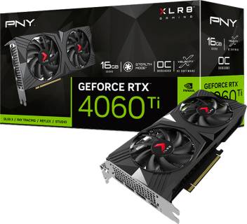 Видеокарта PNY GeForce RTX 4060 Ti 16GB XLR8 Gaming VERTO Overclocked Dual Fan DLSS 3 VCG4060T16DFXPB1-O