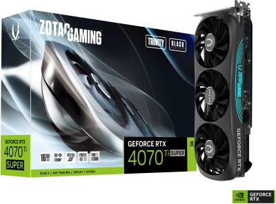 Видеокарта ZOTAC GAMING GeForce RTX 4070 Ti SUPER Trinity Black Edition 16GB ZT-D40730D-10P