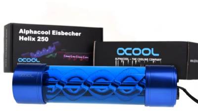 Кулер ALPHACOOL Eisbecher Helix 250mm Ausgleichsbehälter - blau RESERVOIR HELIX/BLUE 250MM 15304