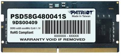 Оперативная память Patriot So-Dimm DDR5 8GB 4800MHz CL40 PSD58G480041S