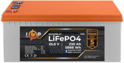Аккумуляторная батарея LogicPower LiFePO4 25,6V - 230 Ah (5888Wh) (BMS 200A/100А) пластик LCD Smart BT LP23535