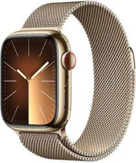 Apple Watch Series 9 GPS + Cellular 41mm Gold Stainless Steel Case with Gold Milanese Loop (MRJ73)