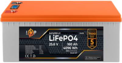 Аккумуляторная батарея LogicPower LiFePO4 25,6V - 160 Ah (4096Wh) (BMS 200A/100А) пластик LCD Smart BT LP24409