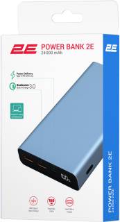 Дополнительные внешние аккумуляторы 2E Power Bank 24000mAh 100W PD QC Blue Steel 2E-PB2502-STEEL