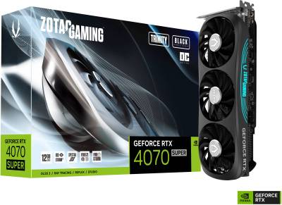 Видеокарта ZOTAC GAMING GeForce RTX 4070 SUPER Trinity OC Black Edition 12GB ZT-D40720J-10P