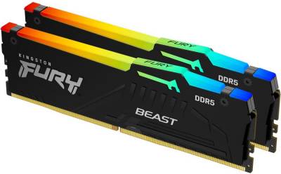 Оперативная память Kingston FURY Beast Black RGB XMP DDR5 64GB (2x32GB) 6000MHz CL30 Kit KF560C30BBAK2-64