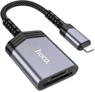 Картридер HOCO UA25 2-in-1 card reader iP Metal Gray 6942007608855