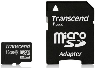 Карта памяти Transcend MicroSDHC 16GB Class 10 + SD адаптер TS16GUSDHC10