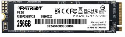Внутренний HDD/SSD Patriot P320 256GB M.2 2280 NVMe PCIe Gen3 x4 TLC P320P256GM28