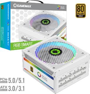 Блок питания GAMEMAX RGB 750 PRO (ATX3.0/3.1 PCI) White RGB 750 PRO WH (ATX3.1PCIe5.1)