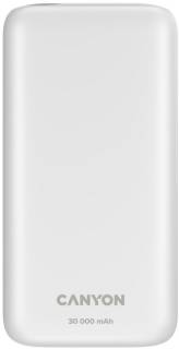 Дополнительные внешние аккумуляторы Canyon power bank PB-301 LED 30000 mAh PD 20W QC 3.0 White CNE-CPB301W