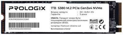 Внутренний HDD/SSD ProLogiX S380 1TB M.2 2280 NVMe PCIe Gen3 x4 TLC PRO1000GS380