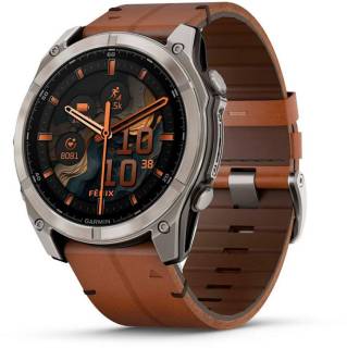 Garmin Fenix 8 51mm AMOLED Sapphire Carbon grey DLC w. Chestnut Leather Band 010-02905-40