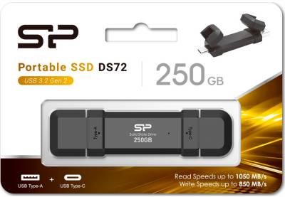 Внешний HDD Silicon Power DS72 250GB Black SB 3.2 Gen2 Type-C SP250GBUC3S72VPK