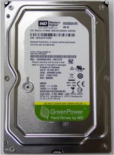 Внутренний HDD/SSD Western Digital Green Power 500GB 5400rpm 64MB WD5000AURX