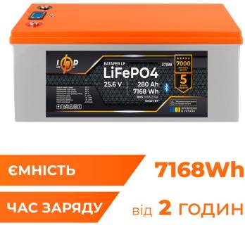 Аккумуляторная батарея LogicPower LiFePO4 25,6V - 280 Ah (7168Wh) (BMS 200A/200А) пластик Smart BT LP37398