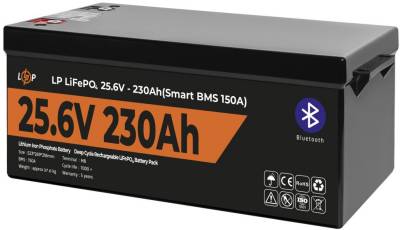 Аккумуляторная батарея LogicPower LiFePO4 25,6V - 230 Ah (5888Wh) (Smart BMS 150А) з BT пластик LP30384
