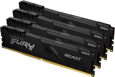 Оперативная память Kingston FURY Beast Black XMP DDR4 32GB (4x8GB) 3200MHz CL16 Kit KF432C16BBK4/32