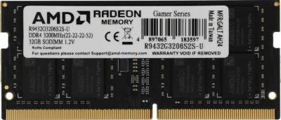 Оперативная память AMD So-Dimm DDR4 32GB 3200MHz CL22 R9432G3206S2S-U