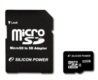 Карта памяти Silicon Power microSDHC 32GB class4 + adapter SP032GBSTH004V10-SP
