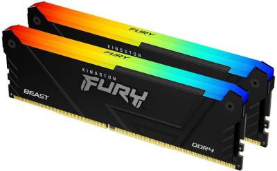 Оперативная память Kingston FURY Beast RGB Black XMP DDR4 32GB (2x16GB) 3200MHz CL16 Kit KF432C16BB12AK2/32WP