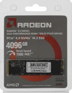 Внутренний HDD/SSD AMD Radeon R3 4TB M.2 2280 NVMe PCIe Gen4 x4 TLC R3MP44096G8