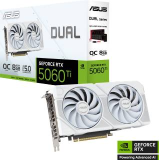 Видеокарта ASUS Dual GeForce RTX 5060 Ti 8GB White OC Edition DUAL-RTX5060TI-O8G-WHITE