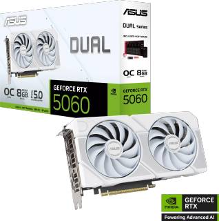 Видеокарта ASUS Dual GeForce RTX 5060 White OC Edition 8GB DUAL-RTX5060-O8G-WHITE