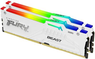 Оперативная память Kingston FURY Beast White RGB XMP DDR5 16GB (2x8GB) 5200MHz CL40 Kit KF552C40BWAK2-16