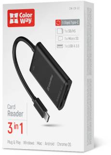 Картридер ColorWay USB-C to USB 3.0/SD/MicroSD CW-CR-02