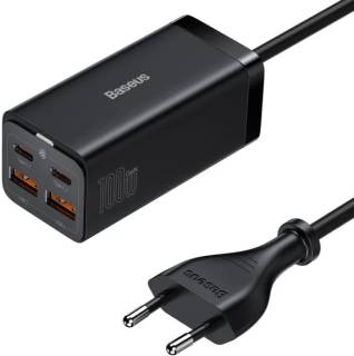 Зарядка Baseus GaN3 Pro Desktop Fast Charger QC4.0+PD3.0 100W 2USB+2Type-C 5A + Type-C to Type-C 100W 20V/5A 1m Black CCGP000101