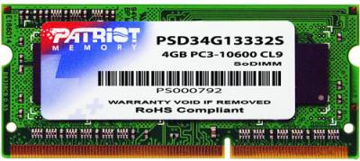 Оперативная память Patriot So-Dimm DDR3 4Gb 1333MHz CL9 PSD34G13332S