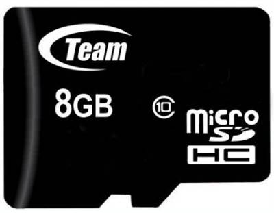 Карта памяти Team microSDHC 8Gb Class 10 +SD адаптер TG008G0MC28A