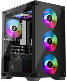 Корпус 1STPLAYER X2-M-BK-4F1-PS-600FK-EU 600W Black