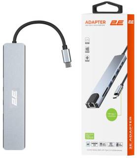 Разветвитель 2E USB-C 8-in-1 1xUSB 2.0 + 1xUSB 3.0 + 2xUSB-C PD + 2E-W2681