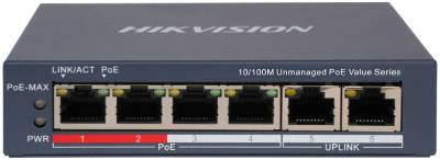 Сетевой коммутатор HIKVISION DS-3E0106P-E/M(B) POE