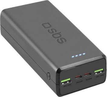 Дополнительные внешние аккумуляторы SBS 30000mAh 20W PD,QC, 2xUSB-A, 2xUSB-C Black TTBB30000PD20K