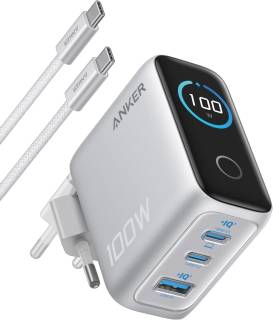 Зарядные устройства ANKER 2xUSB-C PD100W + 1xUSB GaN w Display + cable USB-C B121BG41