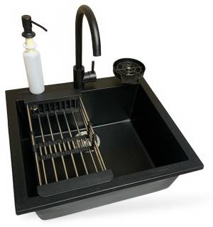 Мойки Adamant Univer чорний + змішувач + дозатор + ополіскувач с 4824296106603