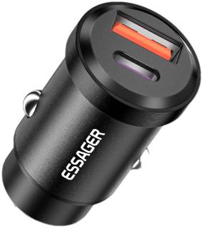 Зарядные устройства ESSAGER 1xUSB-C 30W + 1xUSB black ECCAC-TL01