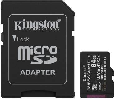 Карта памяти Kingston 64GB microSDXC class 10 UHS-I V10 A1 Canvas Select SDCS3/64GB