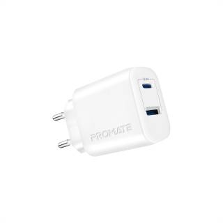 Зарядные устройства Promate 17W USB-C + USB-A biplug-2.white