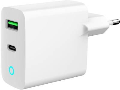 Зарядные устройства Gembird 1xUSB-A + 1 Type-C (PD20Вт + QC3.0 18Вт) white TA-UC-PDQC20L-W-01