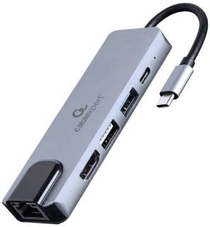 Разветвитель CABLEXPERT USB-C 5-in-1 (hub/HDMI/PD/LAN) A-CM-COMBO5-04