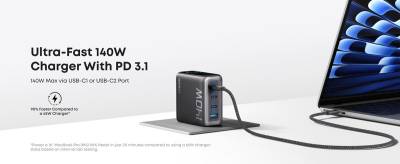 Зарядные устройства ANKER Laptop GaN 140W 3xUSB-C PD3.1 + USB-A + display + B2697GZ1