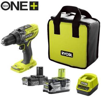 Шуруповерт RYOBI ONE+ R18PD3-242S 18V, 1х2Ah, 1х4Ah, 50Нм, 500/1800 5133003820